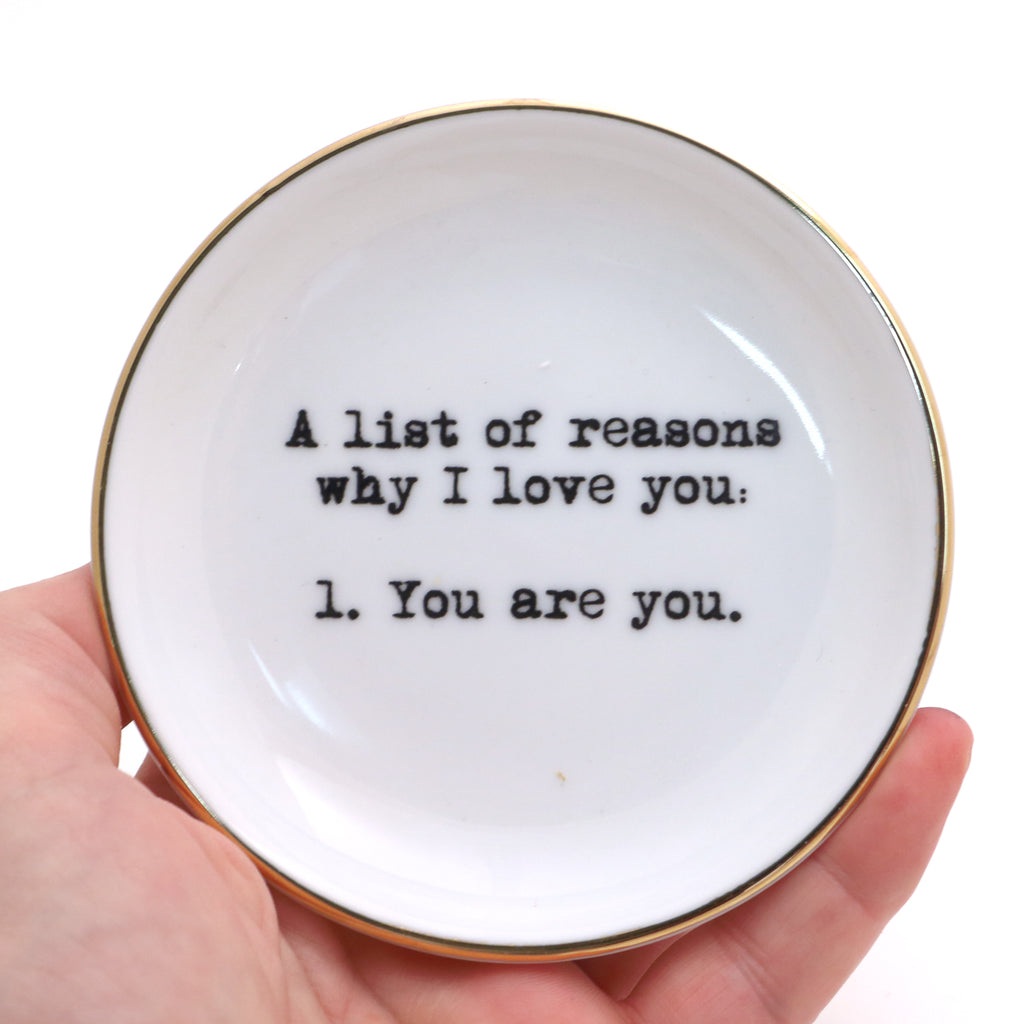 Reasons I Love You Ring Dish,with 22K Gold, ring holder, trinket dish