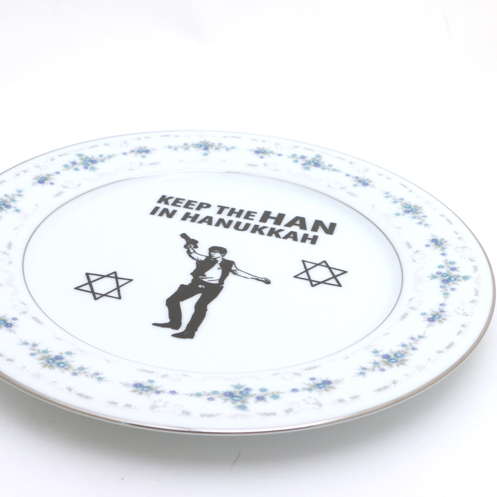 Vintage upcycled Jewish Holiday Plate, Keep The Han in Hanukkah