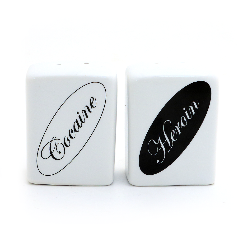 Cocaine and Heroin Salt and Pepper shaker set