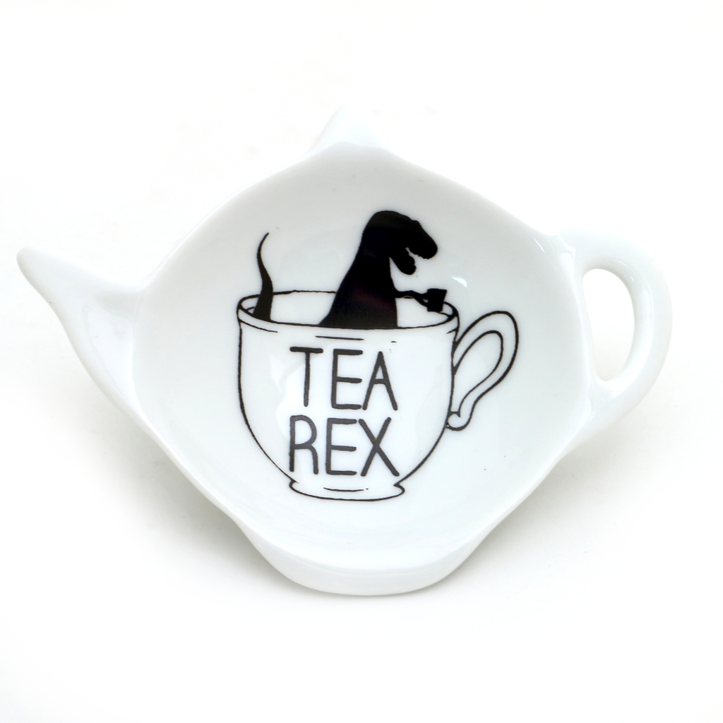 Tea Rex teabag holder, teapot shaped tea bag dish