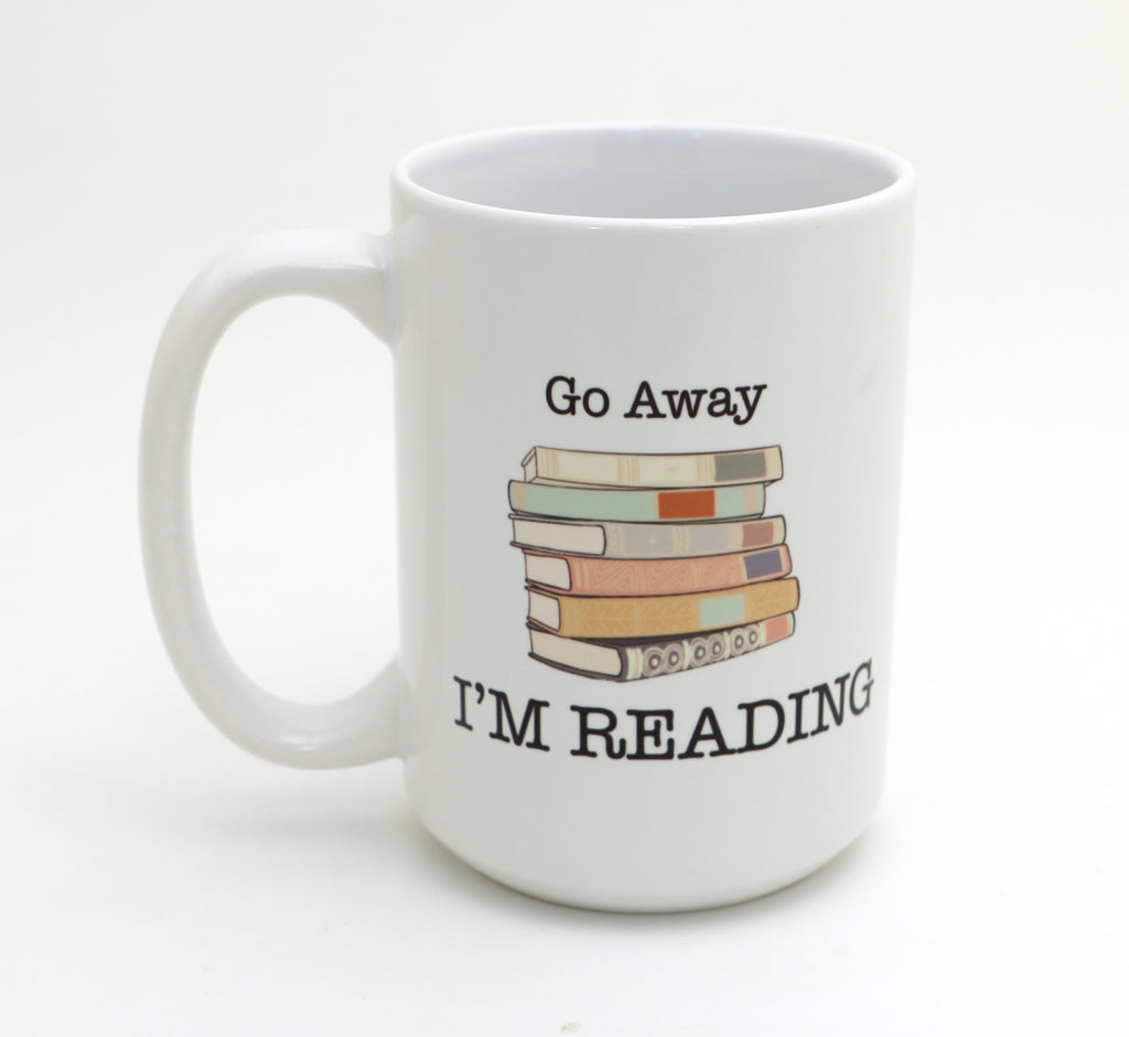 Books mug, 15 oz.  gift for introverted reader, Too Peopley outside