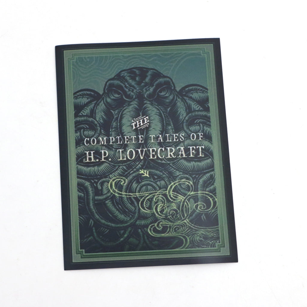 H P Lovecraft book cover sticker, large sticker