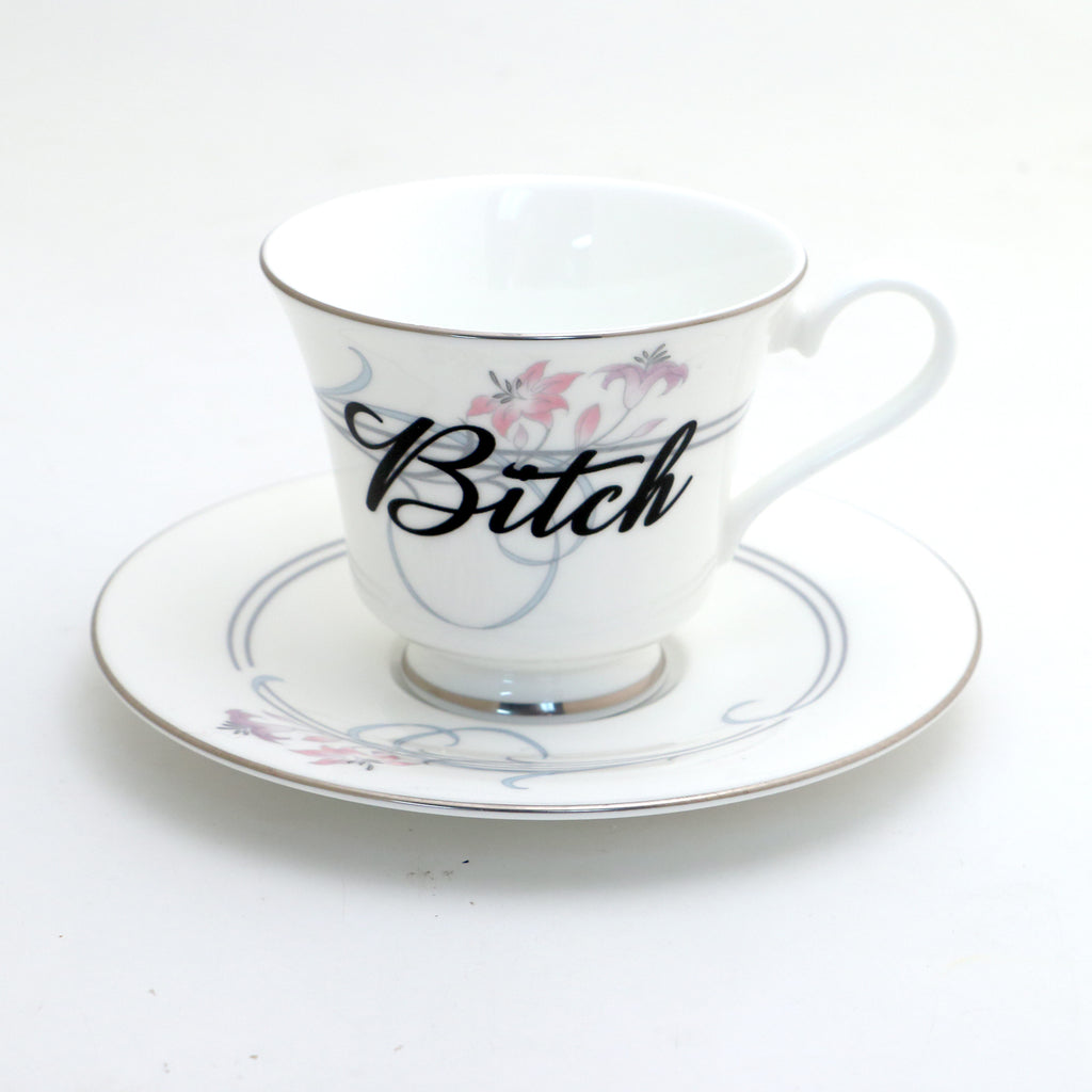 Vintage tea set, Bitch, Royal Doulton,tea cup and saucer set, upcycled, sassy teacup and saucer