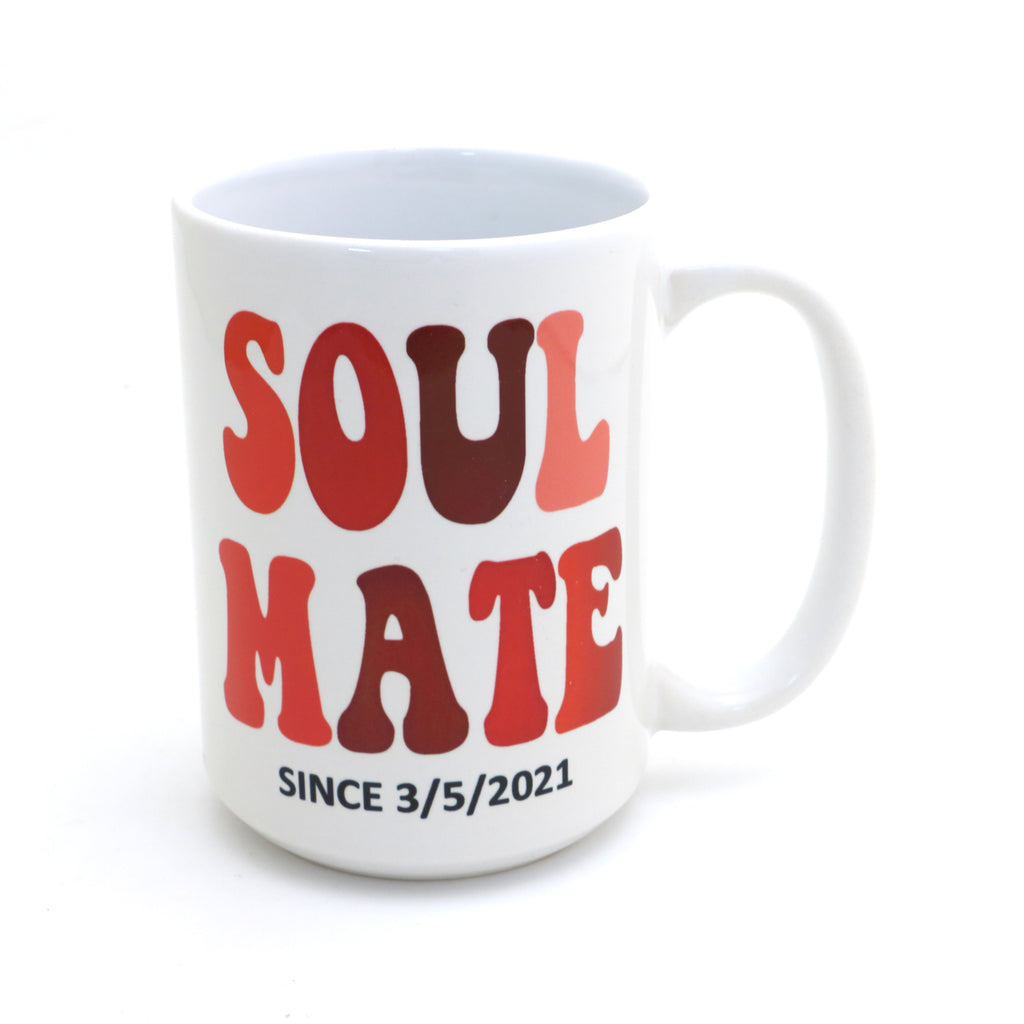 Personalized mug, Soul Mate, customize with names and date, Valentines Day gift