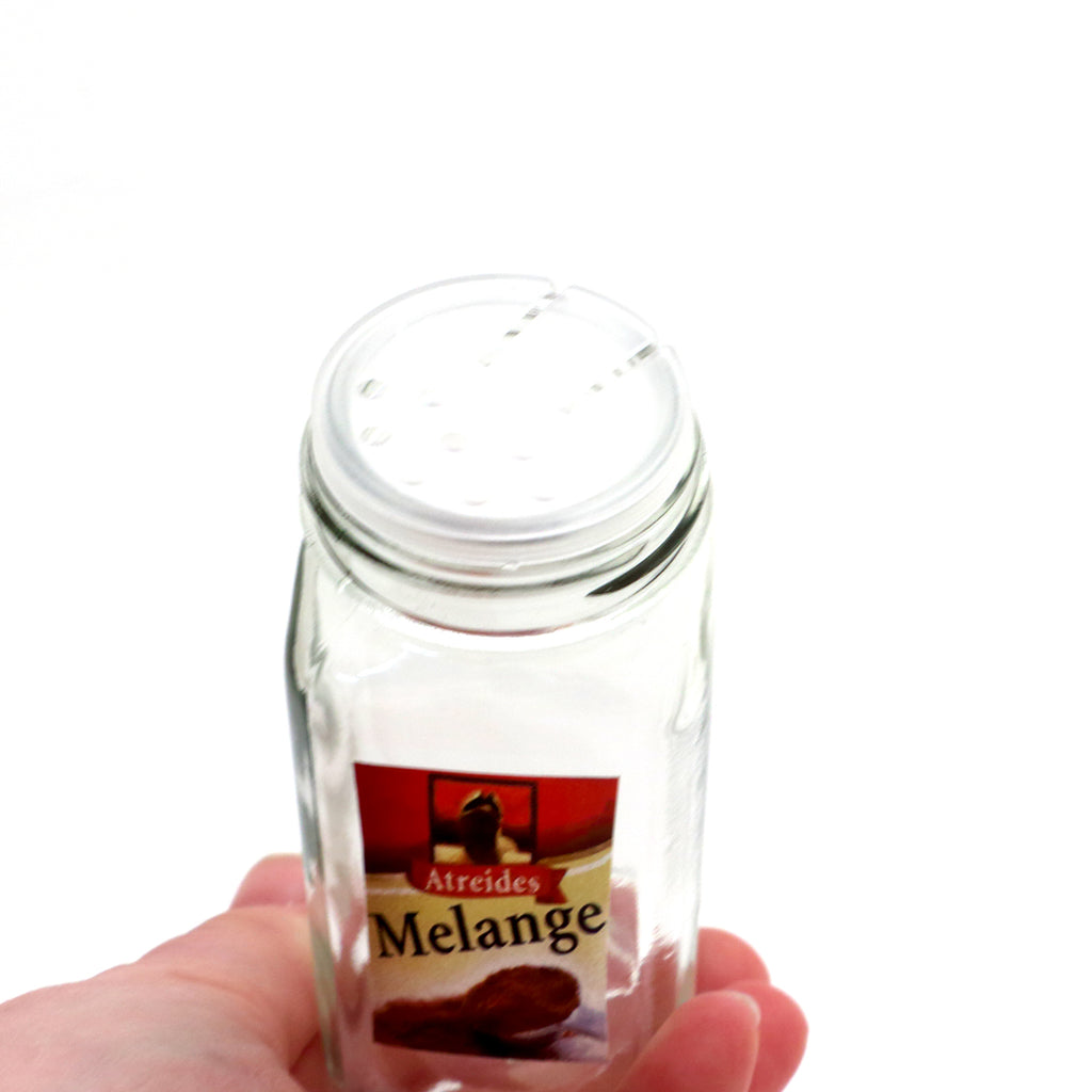 Dune spice jar, spice melange, vintage upcycled glass spice holder
