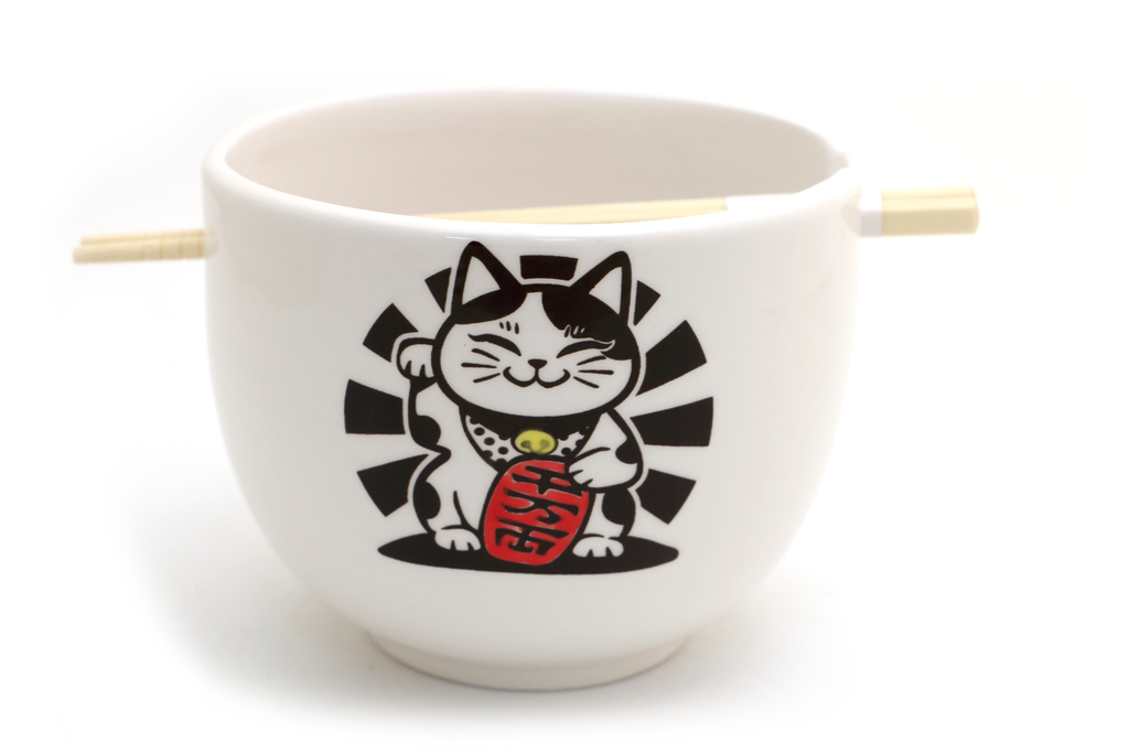 Good Luck Cat chopstick bowl, noodle bowl, bowl with chopsticks