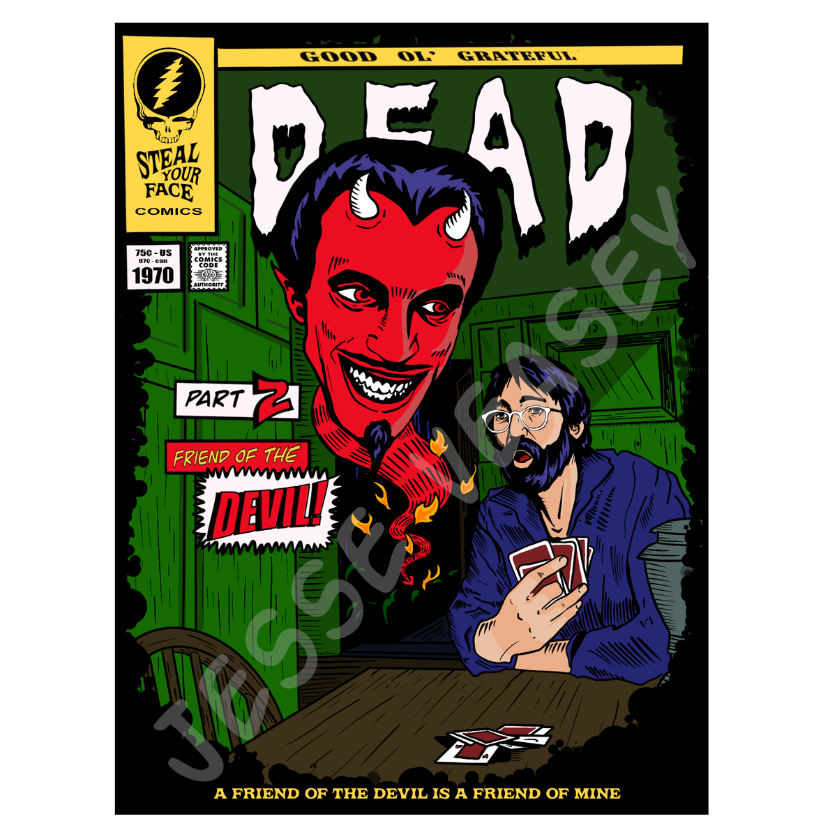 Grateful Dead Print, comic book cover art by Jesse Veasey – LennyMud