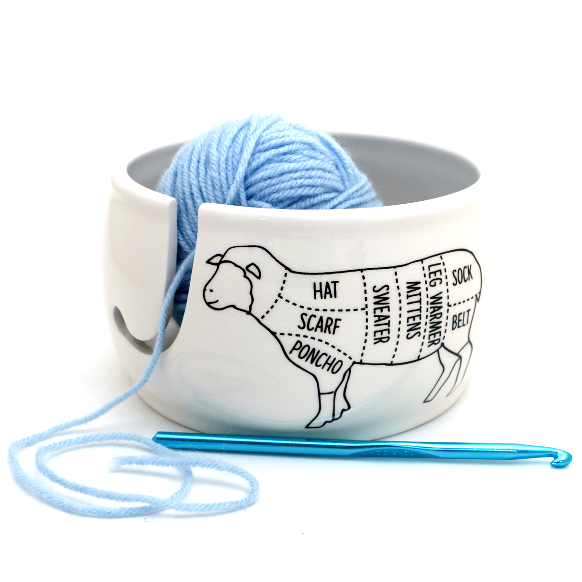 Gifts for DAD - 7 Ceramic Yarn Bowl Holder Bowls for Knitting