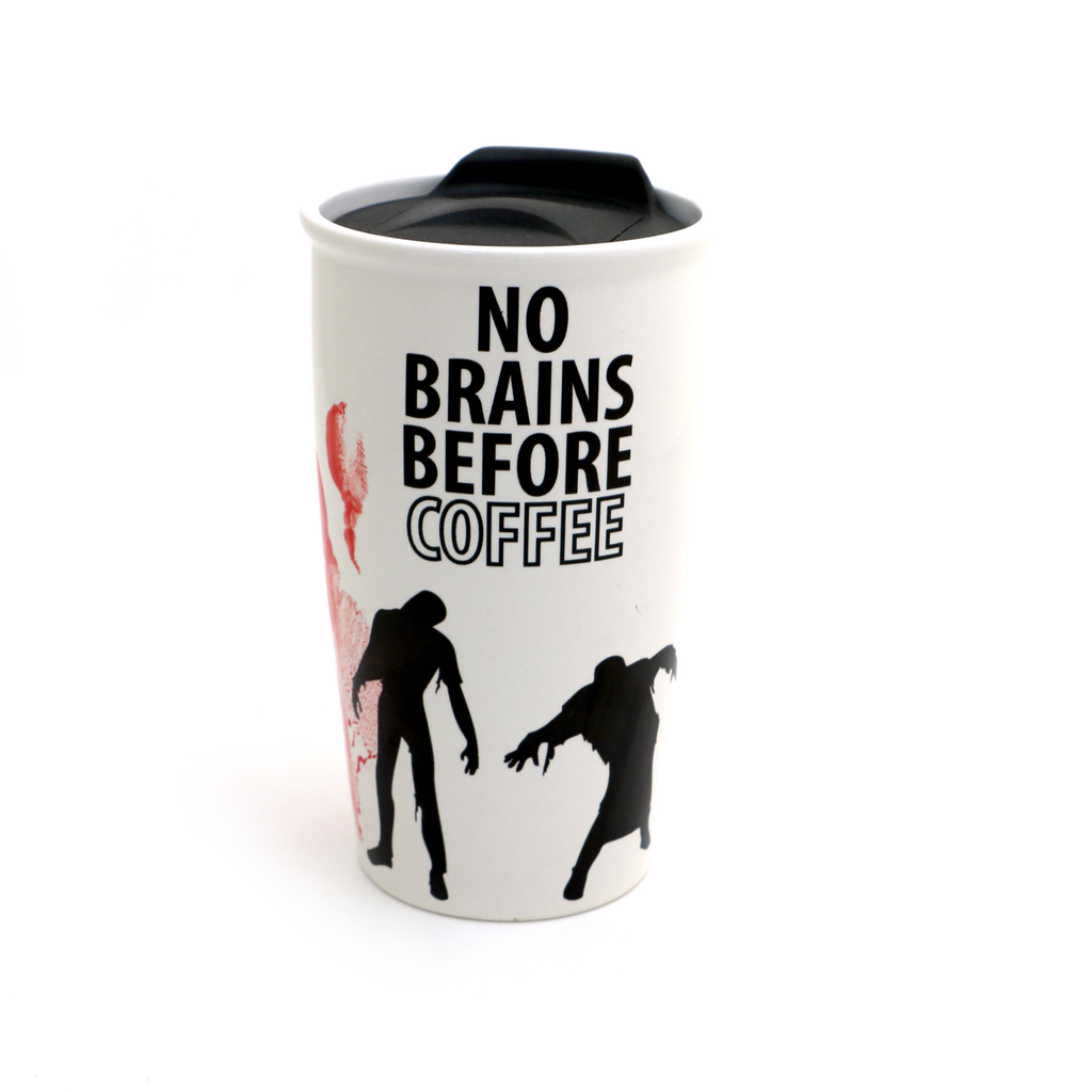 Zombie Travel Mug, No Brains Before Coffee