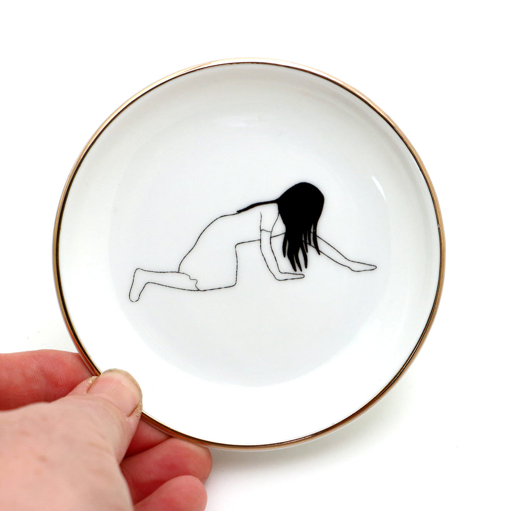 The Ring, ring dish, jewelry holder, with 22 K gold accent, Halloween