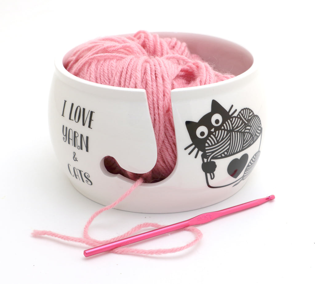Yarn Bowl, Black Cat, Kitty Ears, Knitting and Crochet Gift 