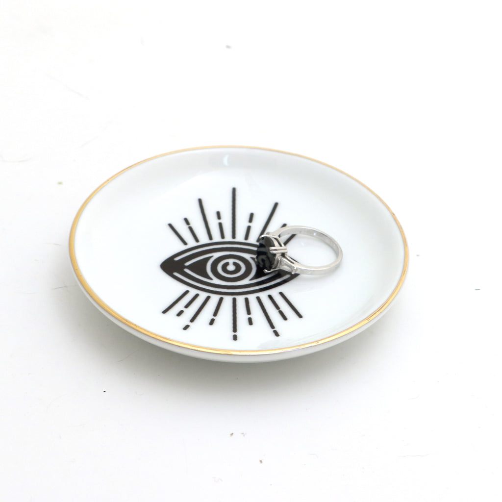 Third Eye ring dish, ring holder with 22 K gold, celestial gifts