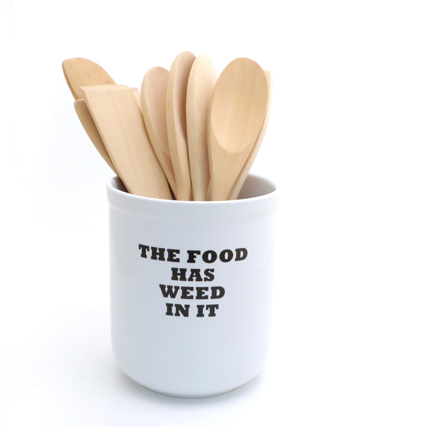 The Food Has Weed in It, Utensil Holder, Crock, funny kitchen decor –  LennyMud