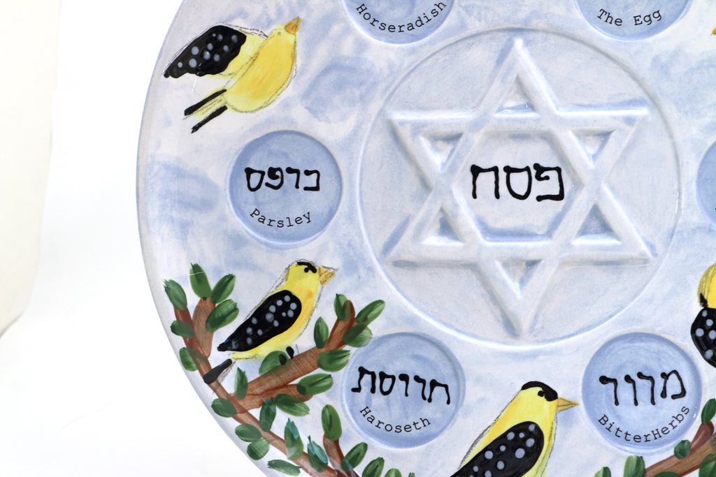 Yellow Bird Seder Plate, NO DISHES, Passover, Judaica, Jewish gifts