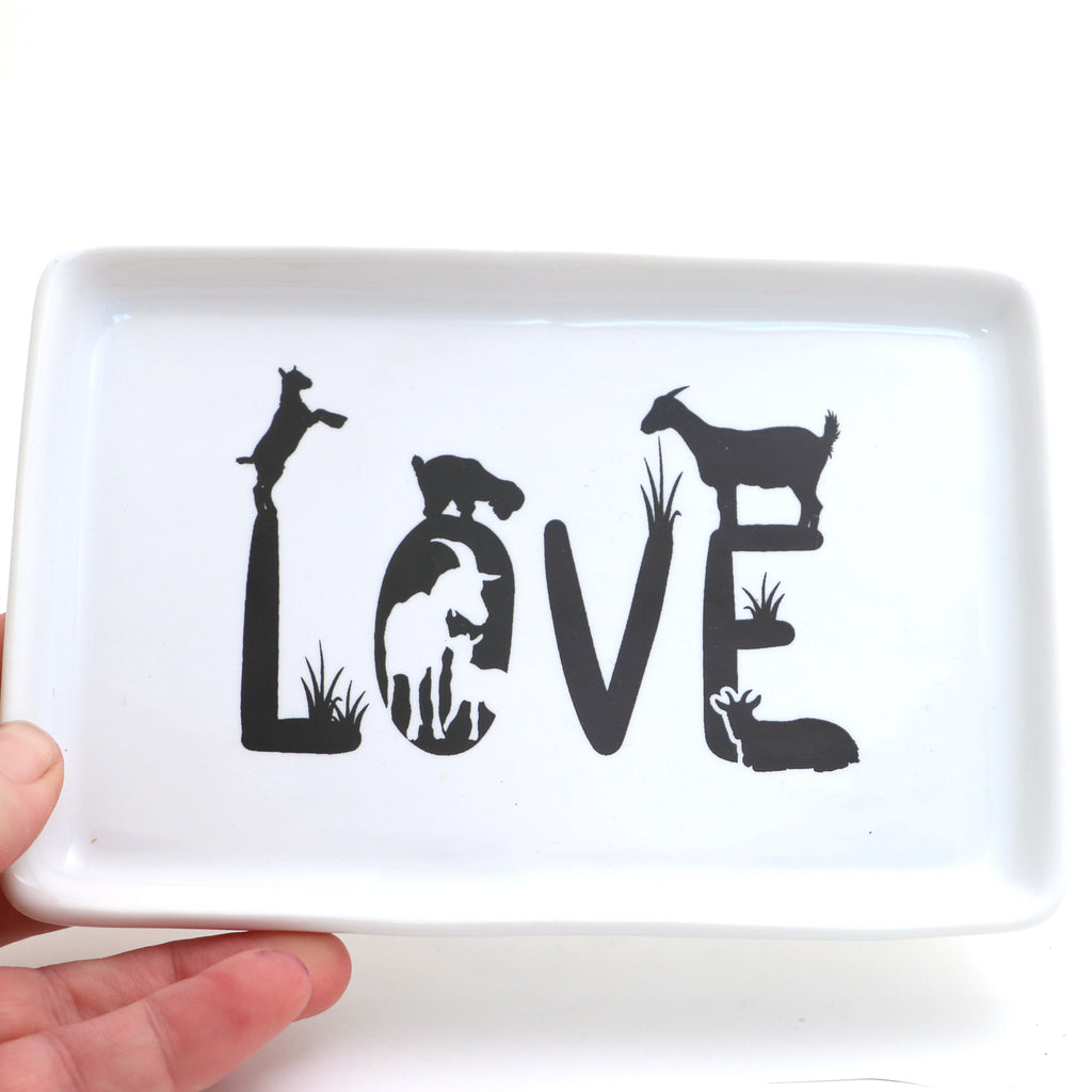 LOVE Goat dish, spoon rest, cheese dish, soap holder, tray