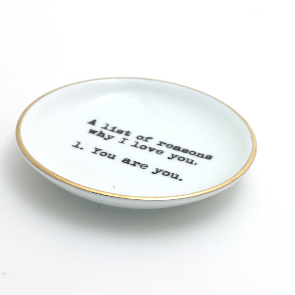 Reasons I Love You Ring Dish,with 22K Gold, ring holder, trinket dish