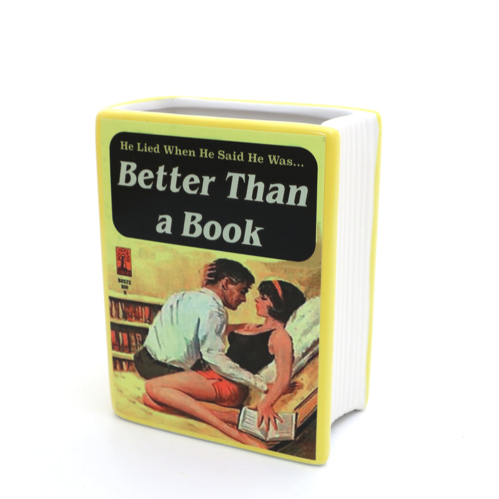 Better than a Book, snarky pencil holder, funny gift for reader, book vase