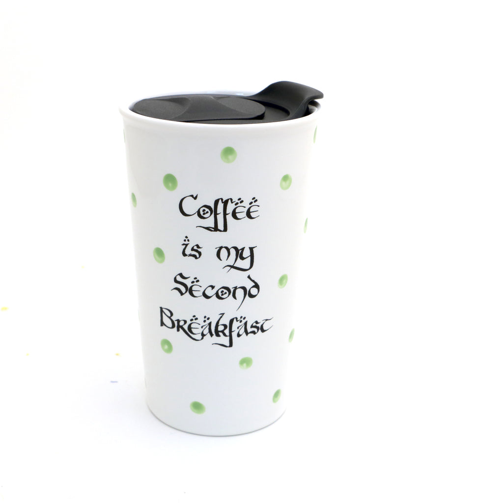 The Hobbit travel mug, Coffee is My Second Breakfast, LOTR, gift for reader