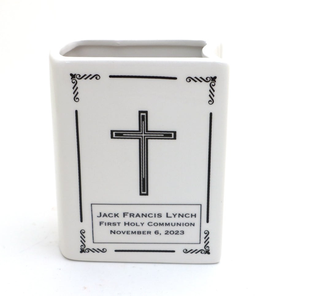 Personalized Bible book vase, communion, baptism, wedding gift