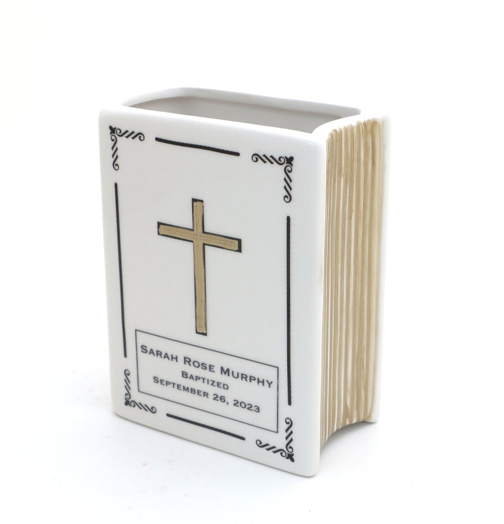 Personalized Bible book vase, communion, baptism, wedding gift