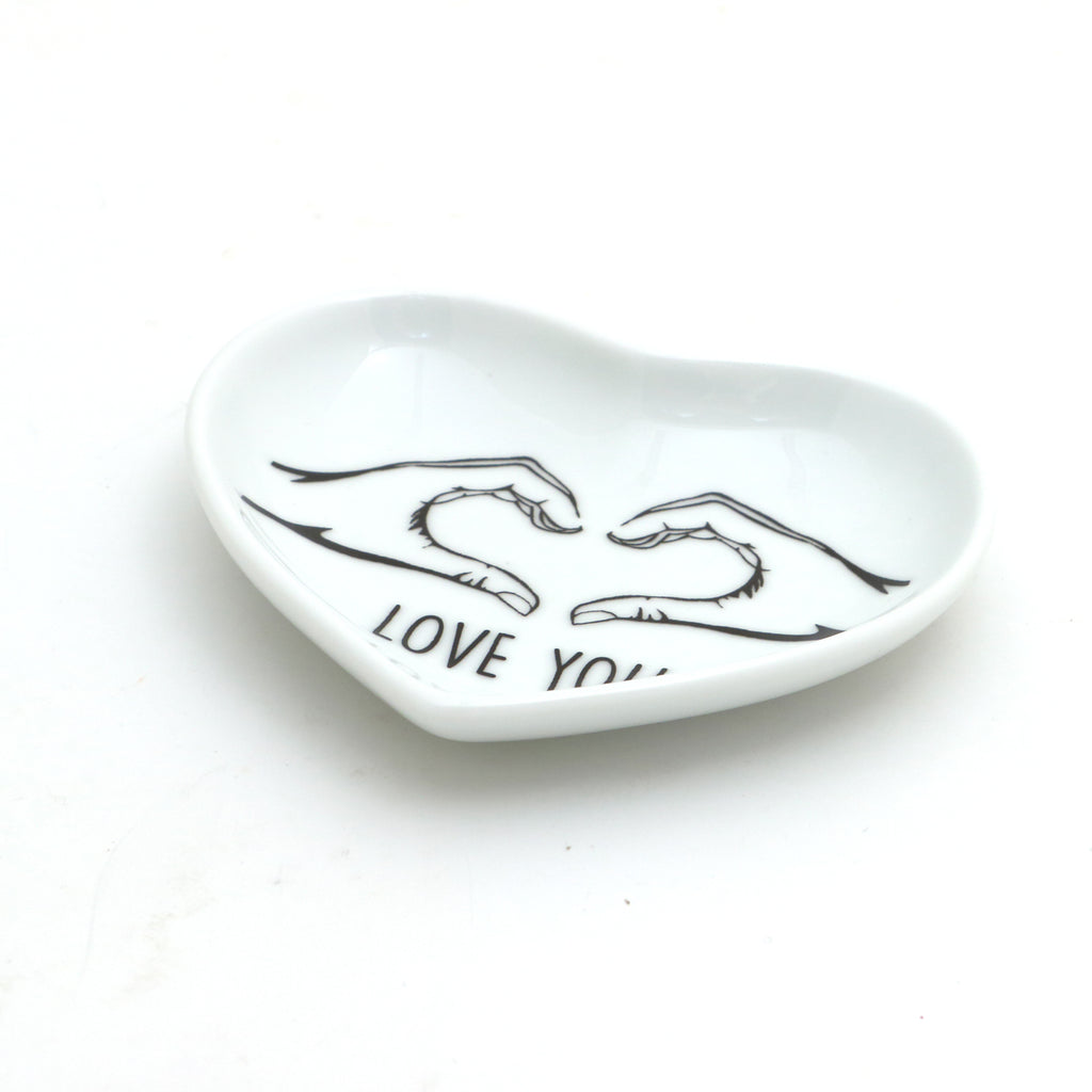 Love You, Heart shaped dish,  ring holder, trinket dish