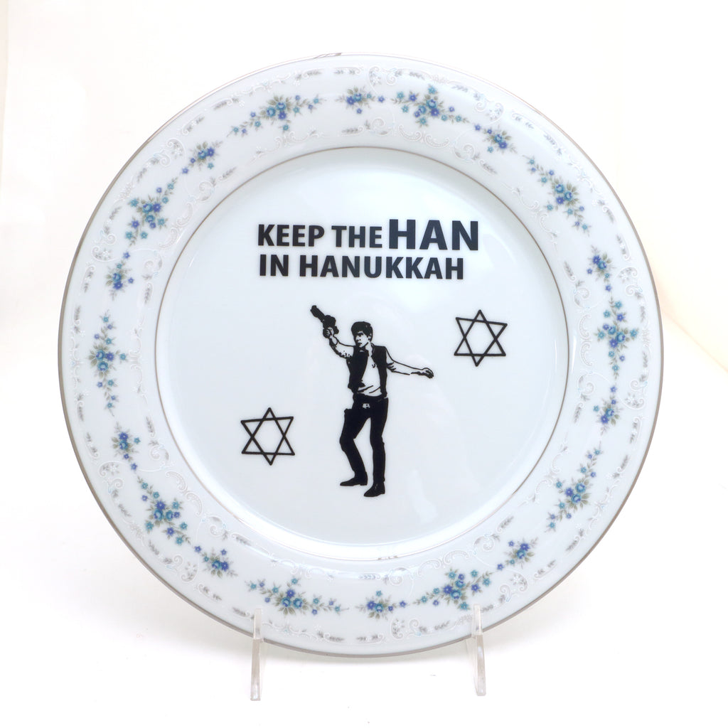 Vintage upcycled Jewish Holiday Plate, Keep The Han in Hanukkah