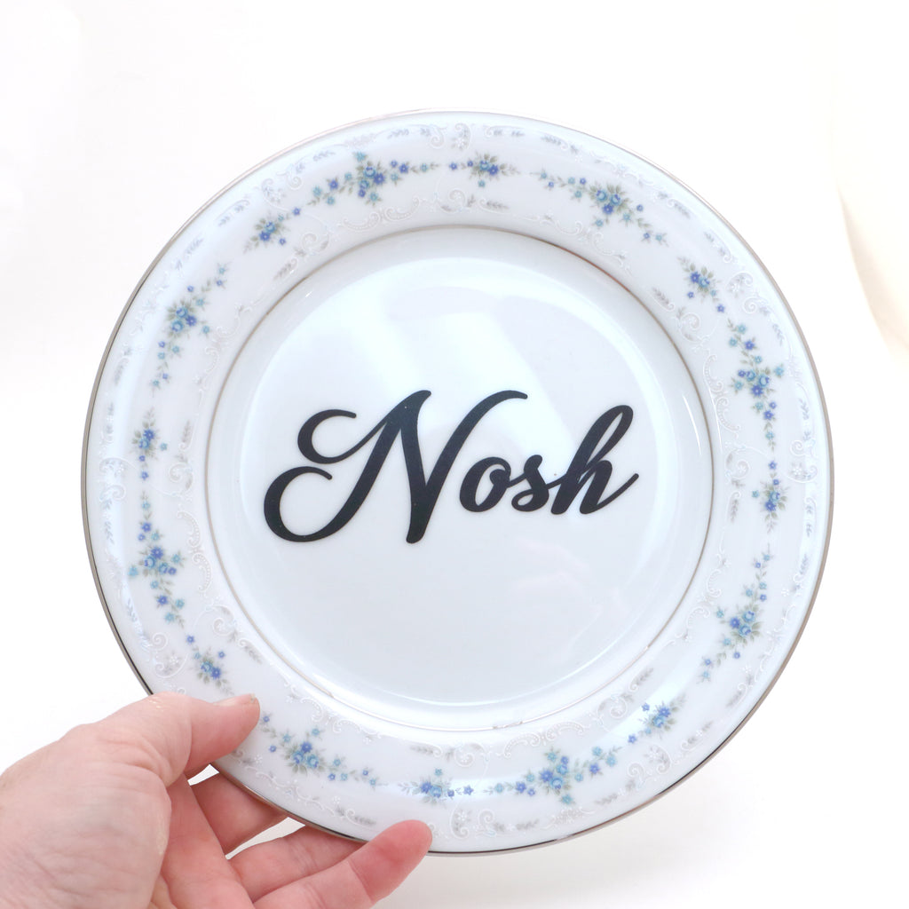 Nosh plate, upcycled vintage, Judaica by Lorrie Veasey,Hanukkah