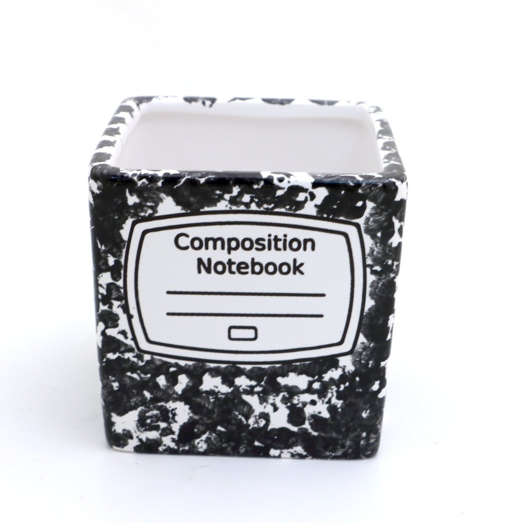 Composition notebook planter, square pot, candle holder, teacher student writer gift