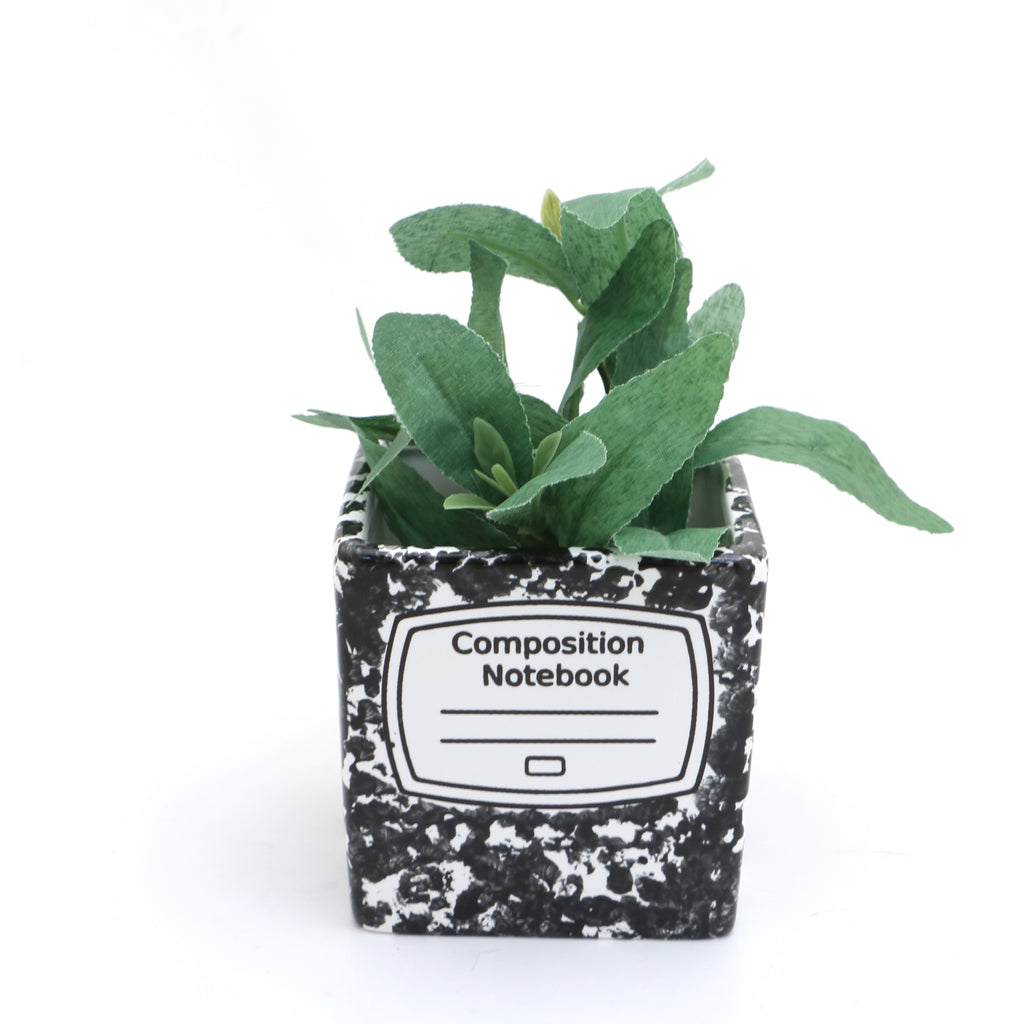 Composition notebook planter, square pot, candle holder, teacher student writer gift