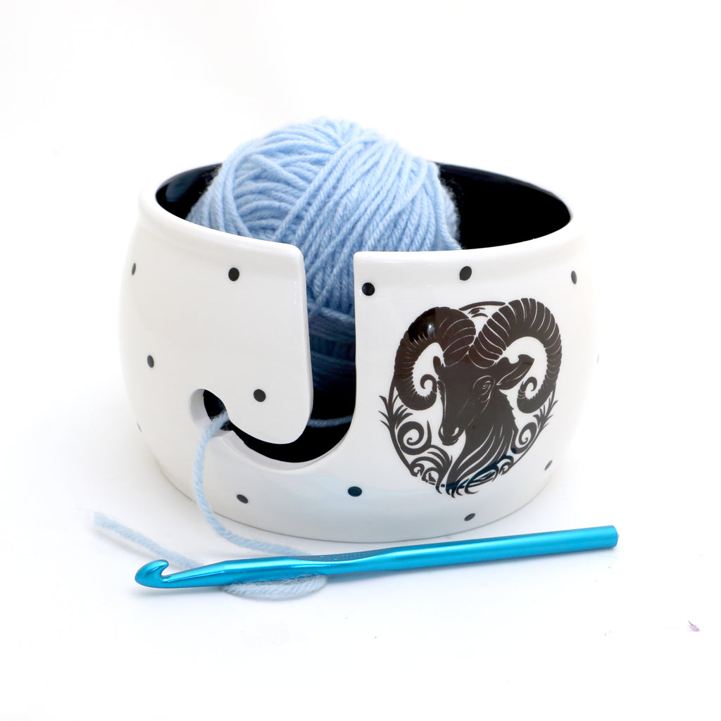 Aries Yarn Bowl, Zodiac Birthday gift, Knitting and crochet