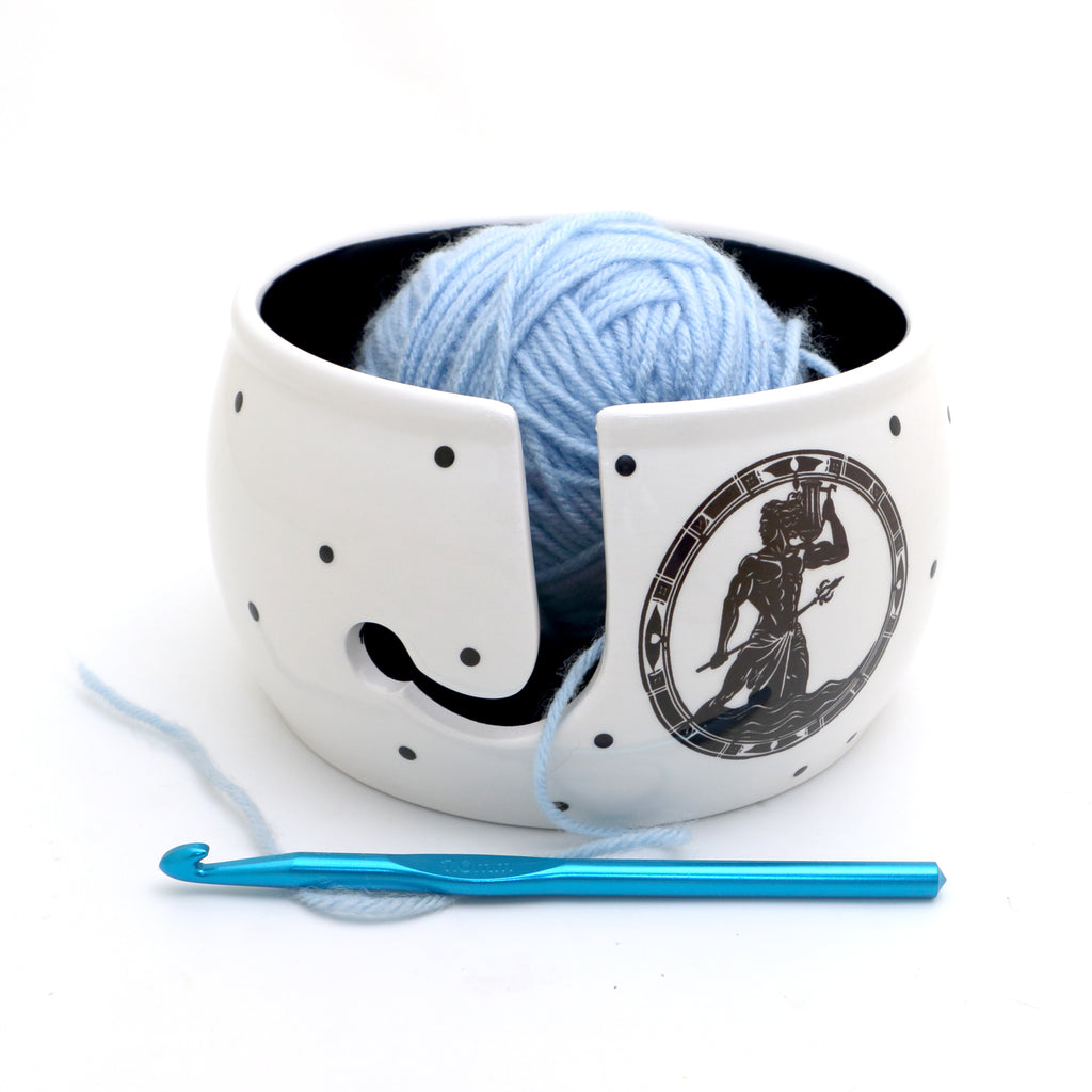 Aquarius Yarn Bowl, Zodiac Birthday gift, Knitting and crochet