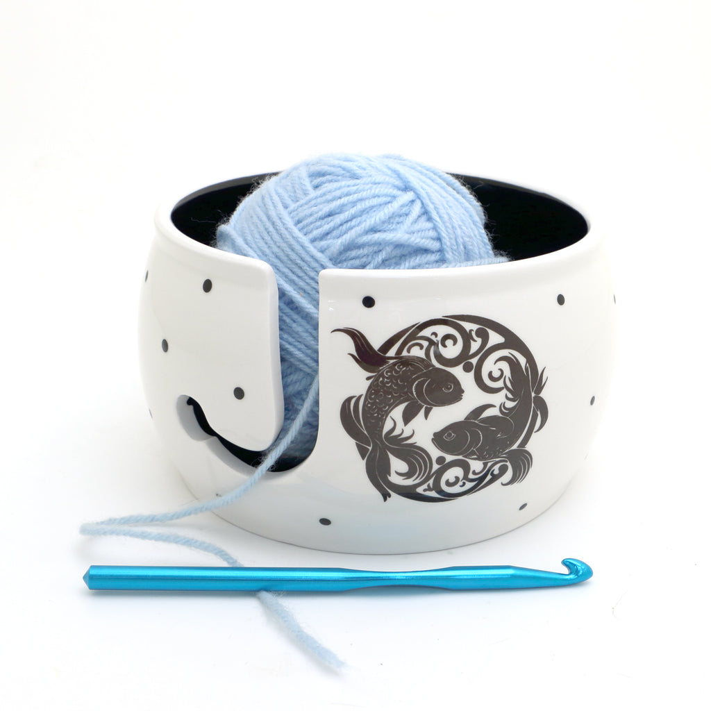 Pisces Yarn Bowl, Zodiac Birthday gift, Knitting and crochet