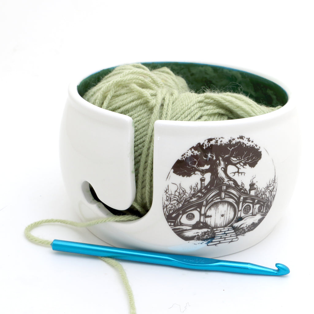Hobbit yarn bowl, fairy door, mystical gifts, crochet and knitting