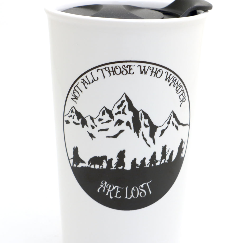 Fellowship of the Rings travel mug, Not all those who wander are lost, LOTR, Hobbit