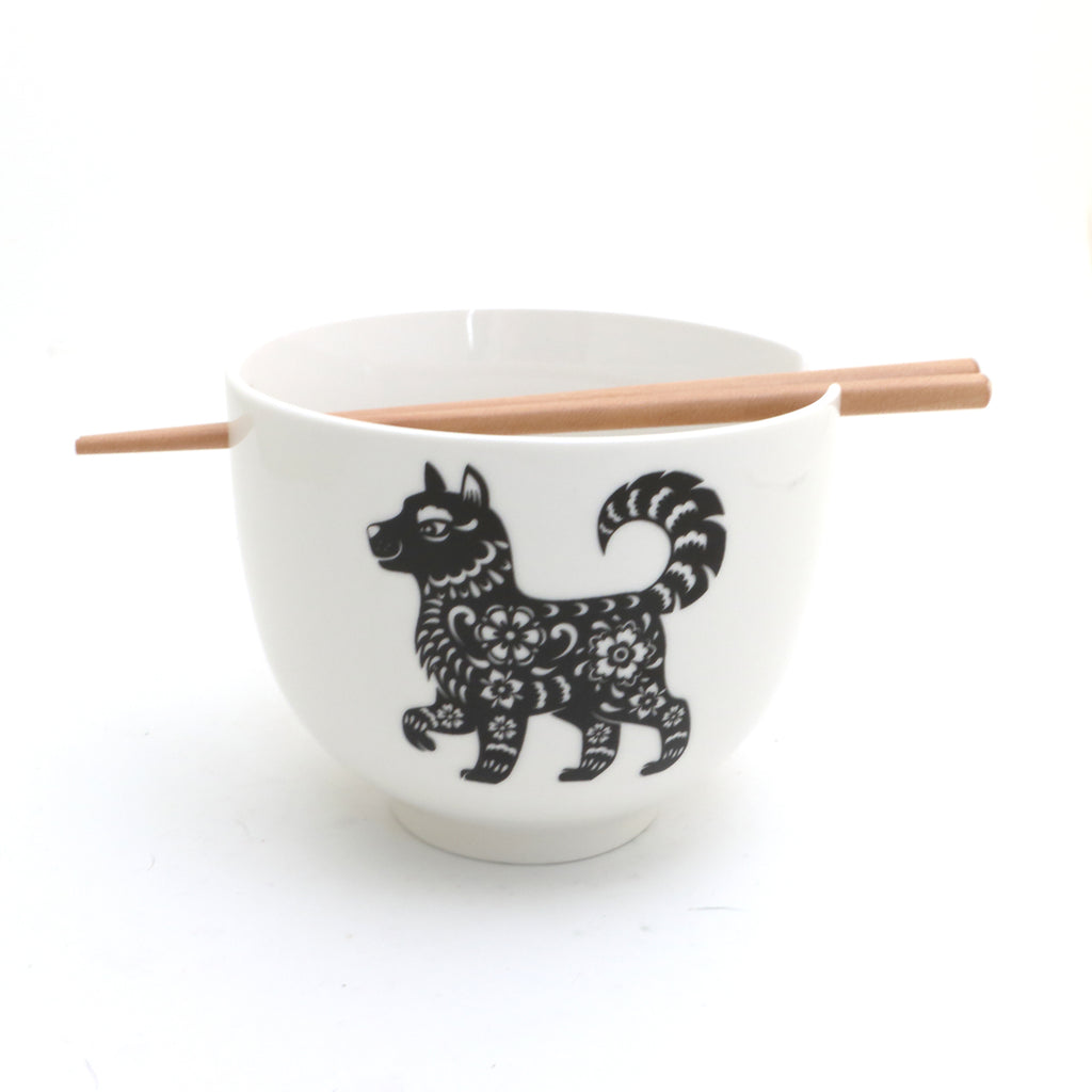 Dog noodle bowl, chopsticks, pho, ramen bowl Chinese Zodiac