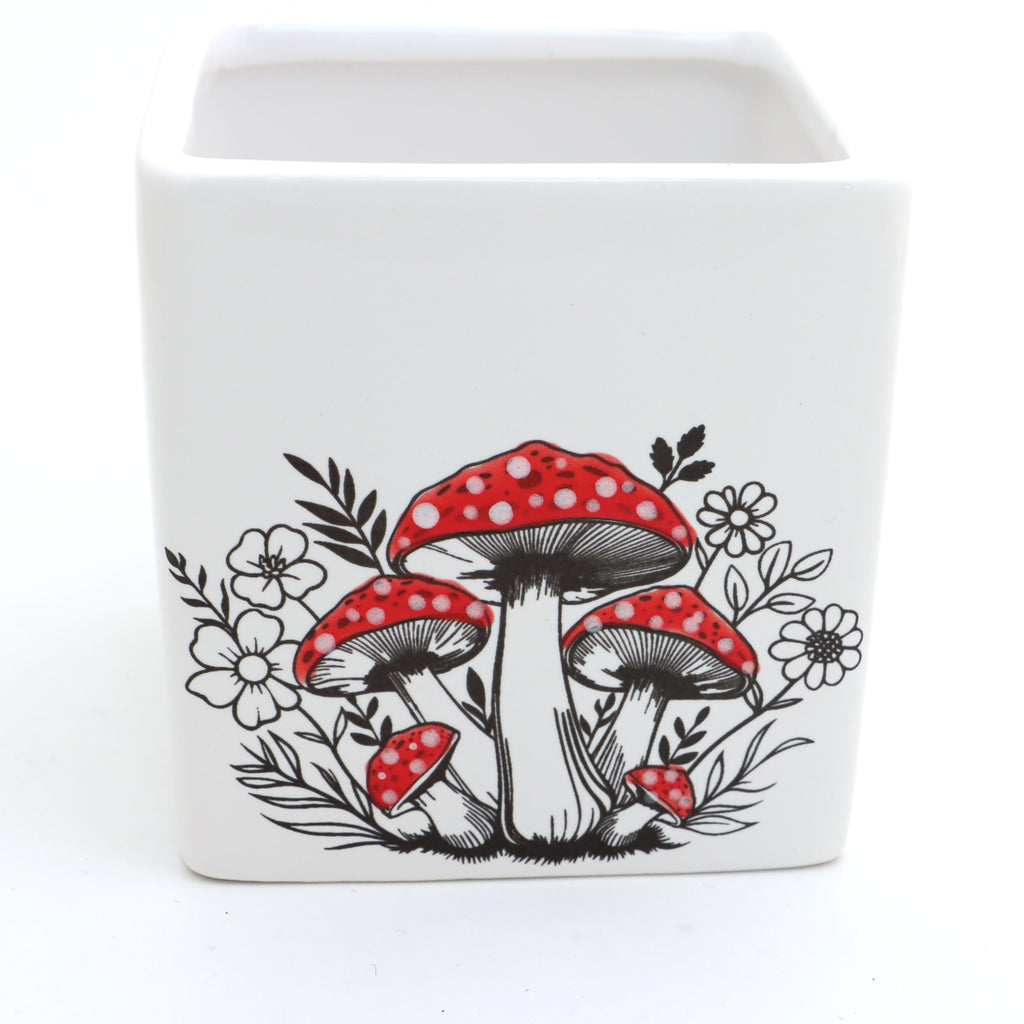Mushroom planter, square container, whimsical woodland decor