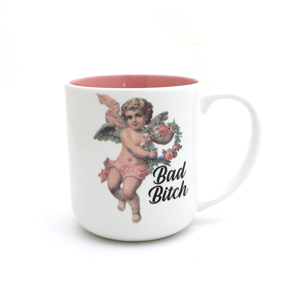 Bad Bitch mug, Angel mug, mature language, gift for her