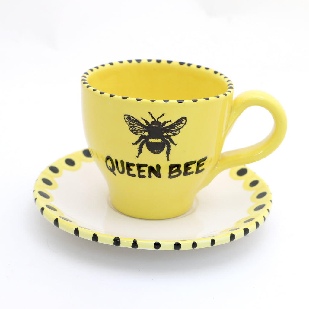 Queen Bee Handmade teacup and saucer set, She Who Must Be Obeyed