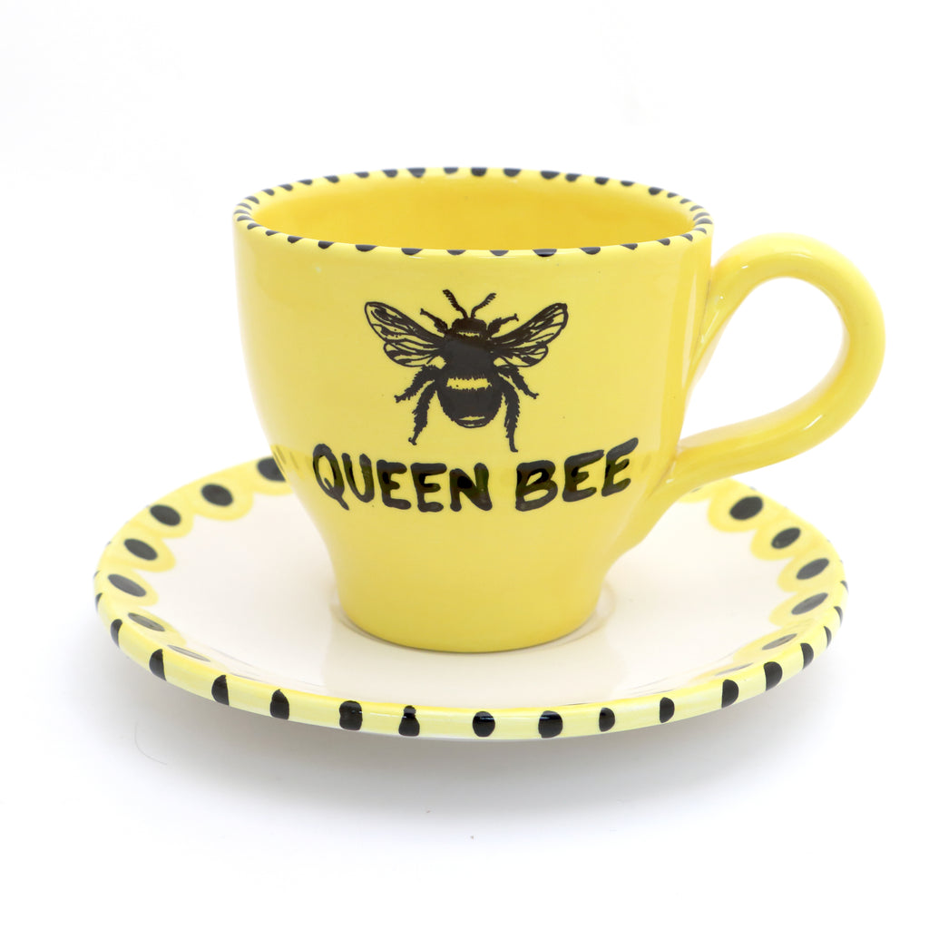 Queen Bee Handmade teacup and saucer set, She Who Must Be Obeyed