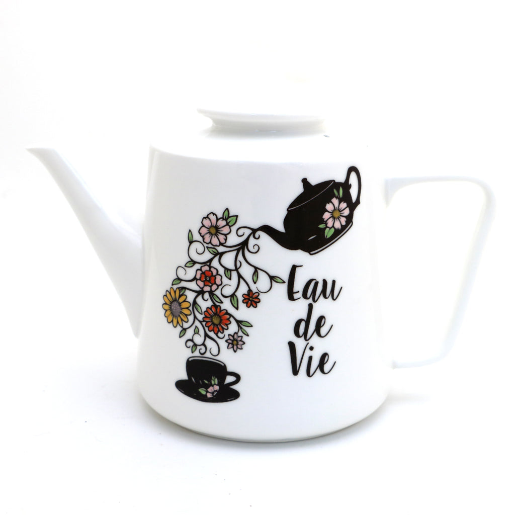 Eau de Vie teapot, large porcelain teapot with florals