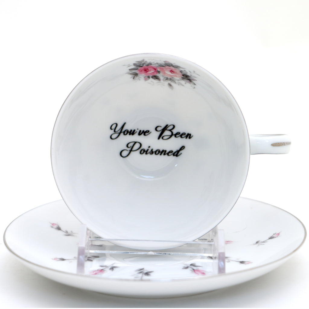 Vintage tea cup and saucer set, You've Been Poisoned