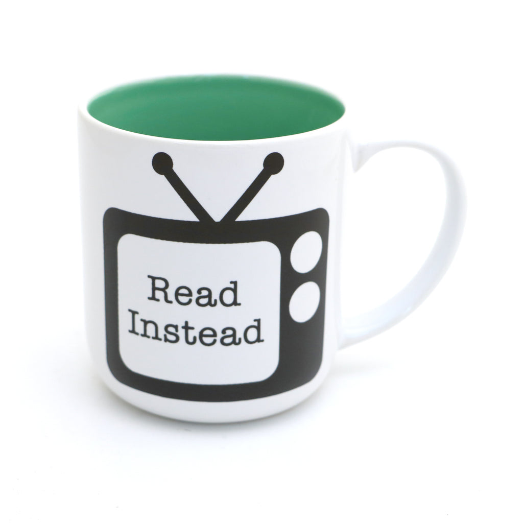 OOPS- Read Instead of television mug, On Sale,  gift for reader, funny reading mug, Green