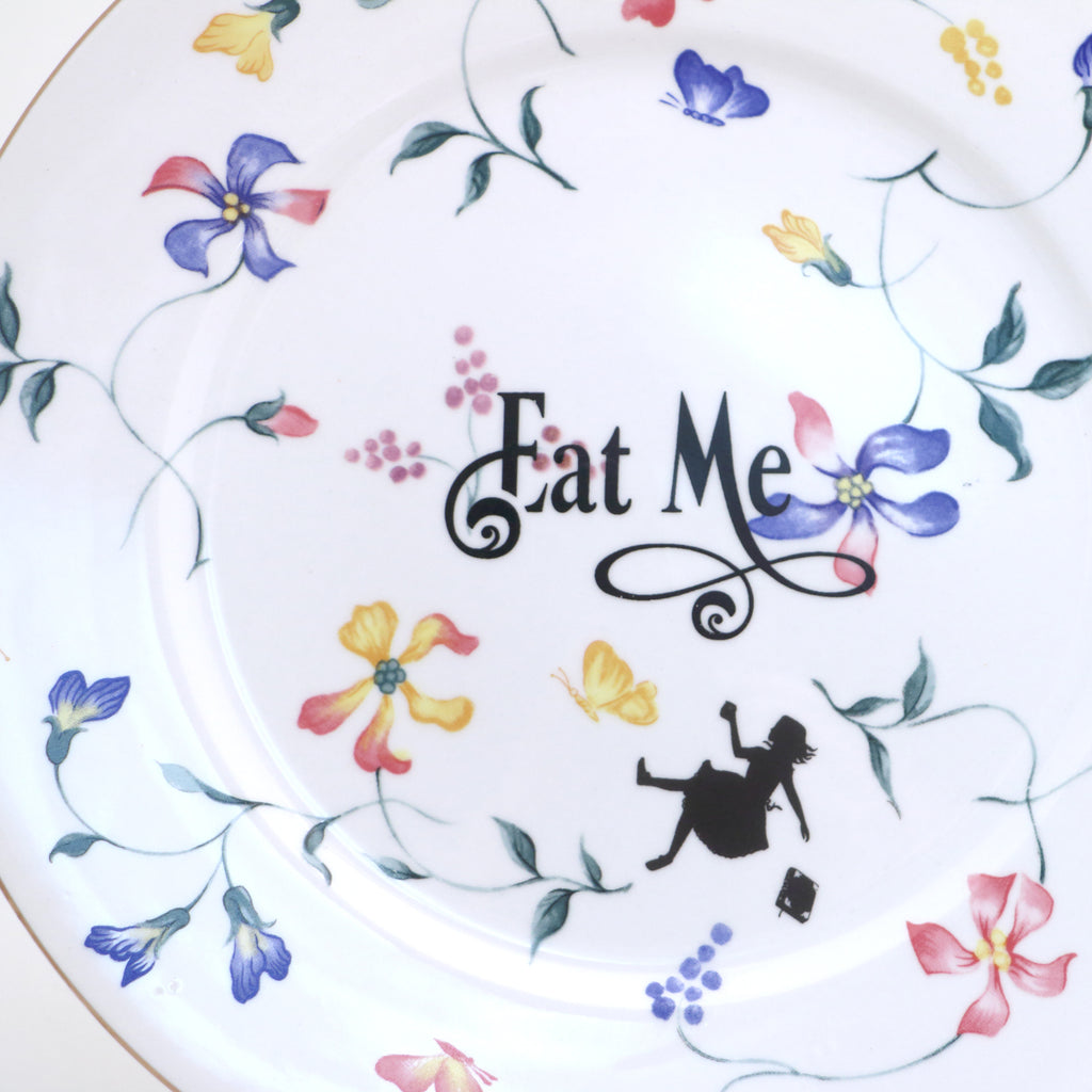 Eat Me, Alice in Wonderland Funny plate, vintage upcycled
