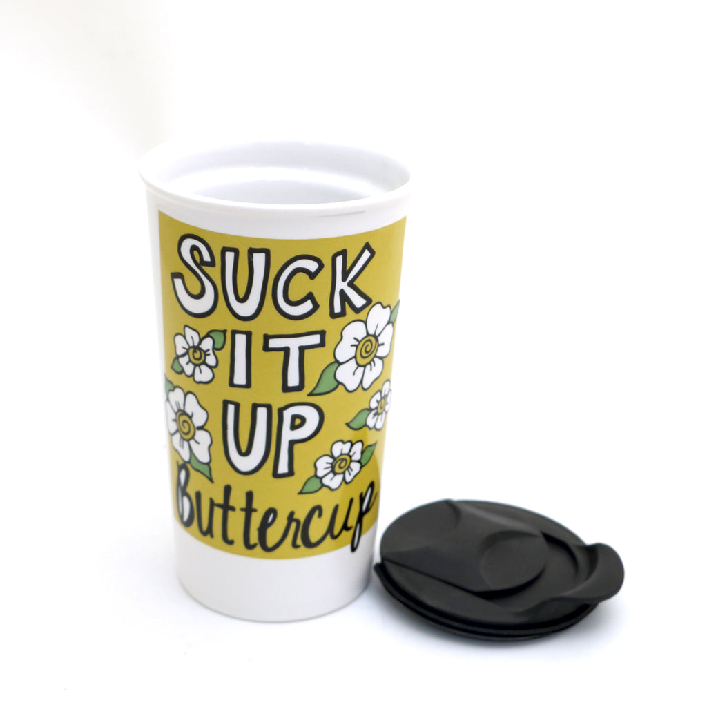 OOPS SALE Suck it Up Buttercup travel mug, eco friendly ceramic travel mug (Copy)