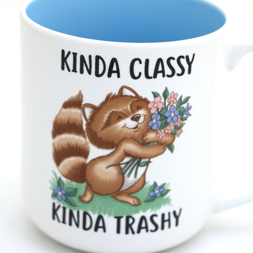 Kinda Classy Kinda Trashy Raccoon mug, Feelin Feral, funny cute mug