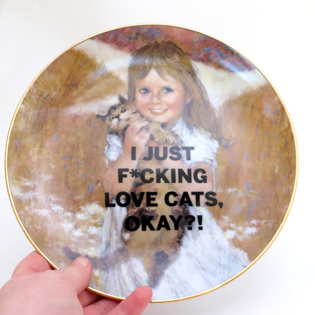 I Just Love Cats plate, Dirty Dishes collection, vintage collectible