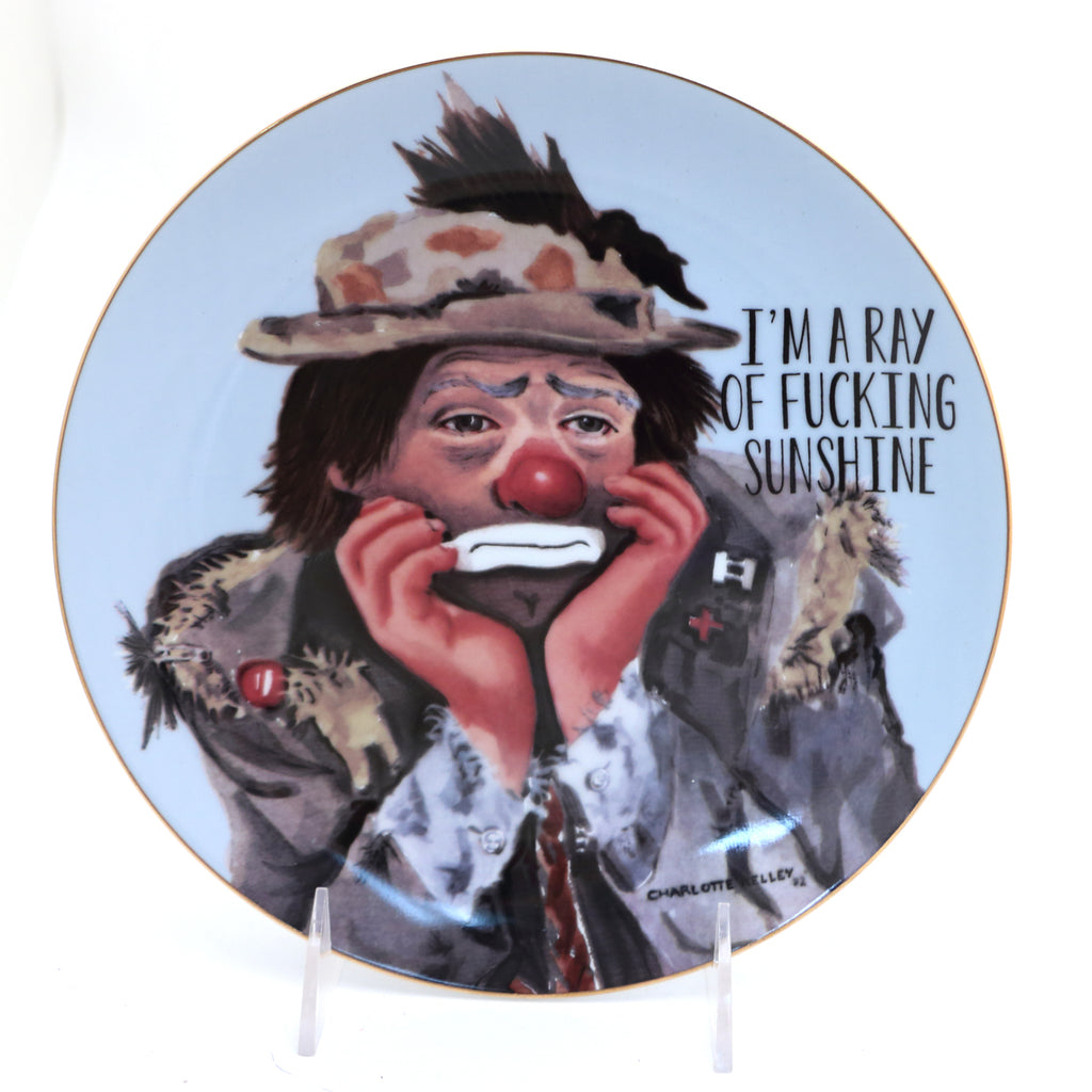 Ray of Sunshine Clown vintage plate,  Dirty Dishes Collection