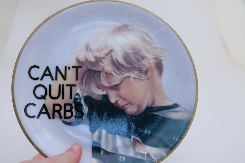 Can't Quit Carbs, Dirty Dishes Collection, upcycled vintage plates