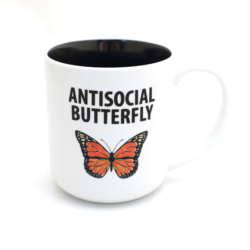 Antisocial Butterfly mug, introvert, funny mug, ewww people