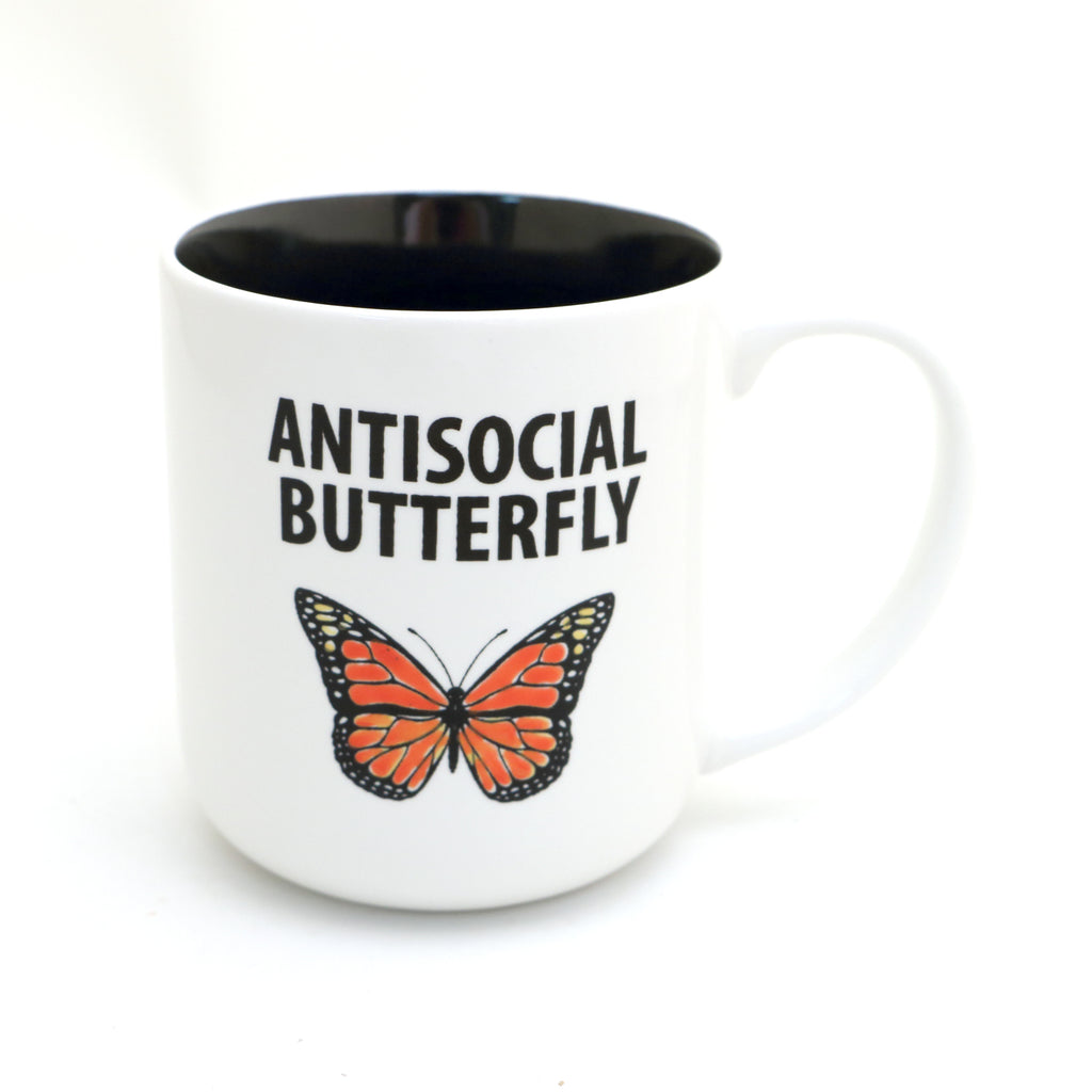 Antisocial Butterfly mug, introvert, funny mug, ewww people